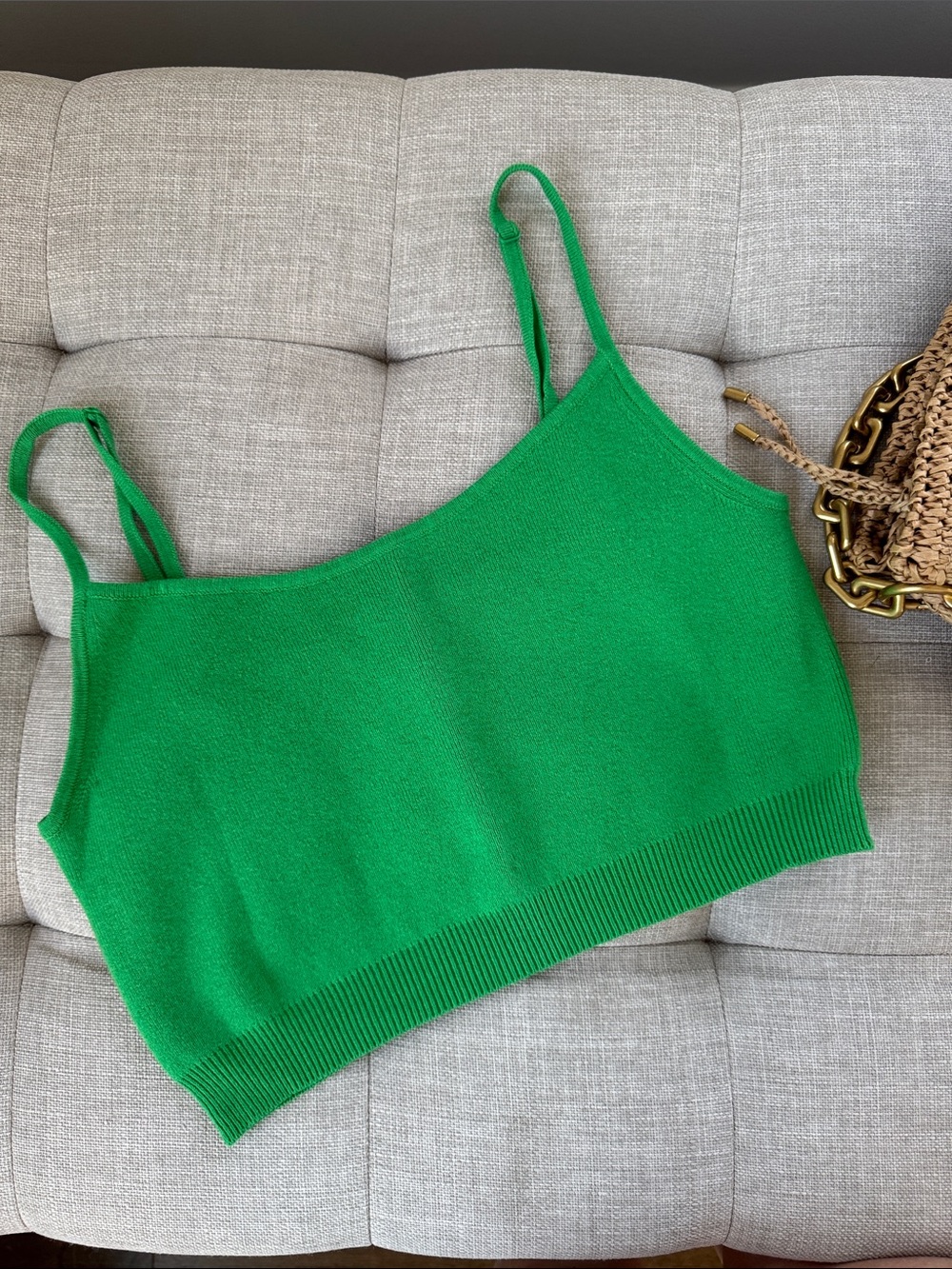Aritzia Cropped Knit Tank Top in Bright Green